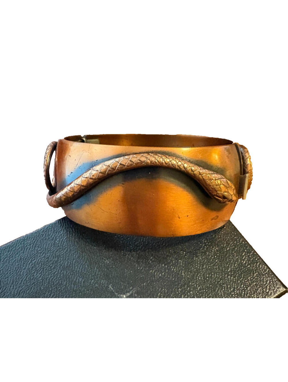 Vintage Whiting & Davis Copper Snake Bangle Hinged Bracelet